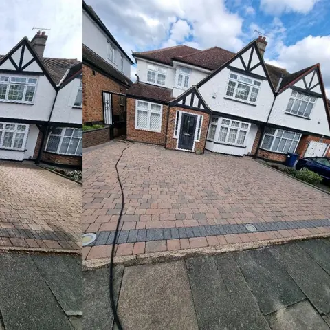 Driveway cleaning before and after