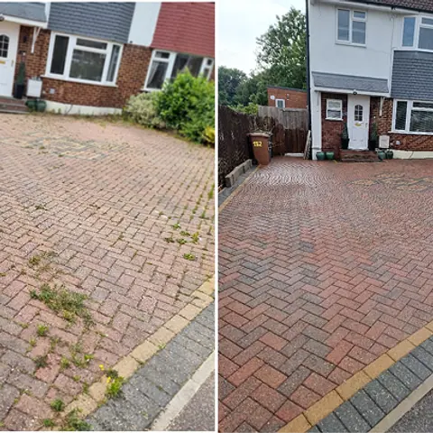 Driveway pressure washing before after