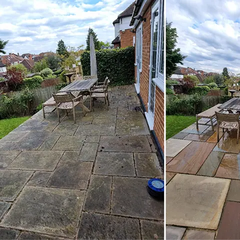 Patio cleaning before after