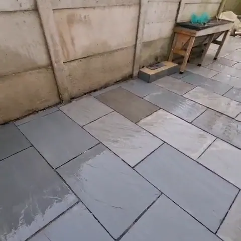 Patio after pressure washing