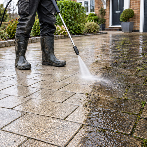 Driveway and patio pressure washing